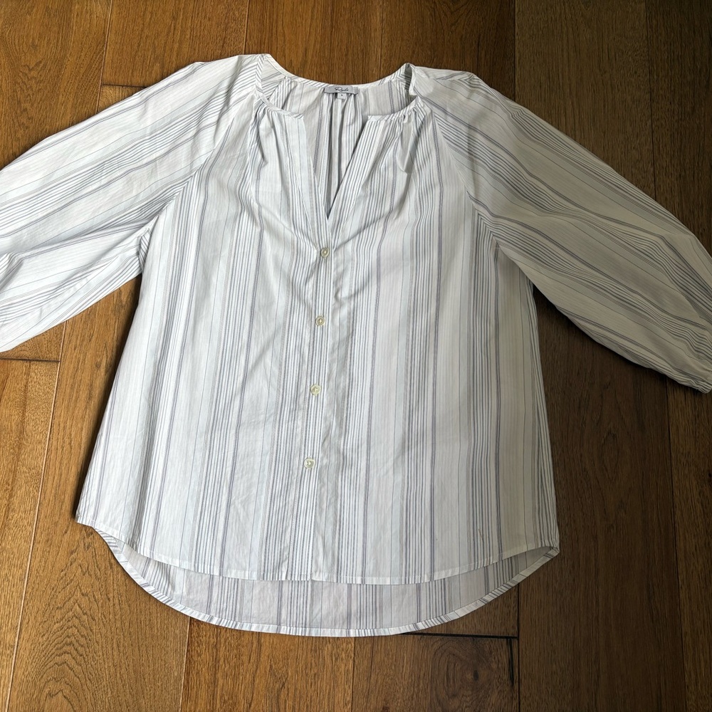 Rails Blue and White Striped Blouse